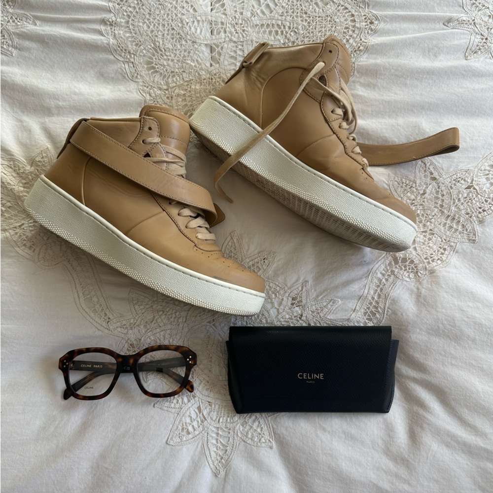 Cèline Hightop Sneakers, Carmel Leather, EU Size 39 (US Approx. 7.5-8)-